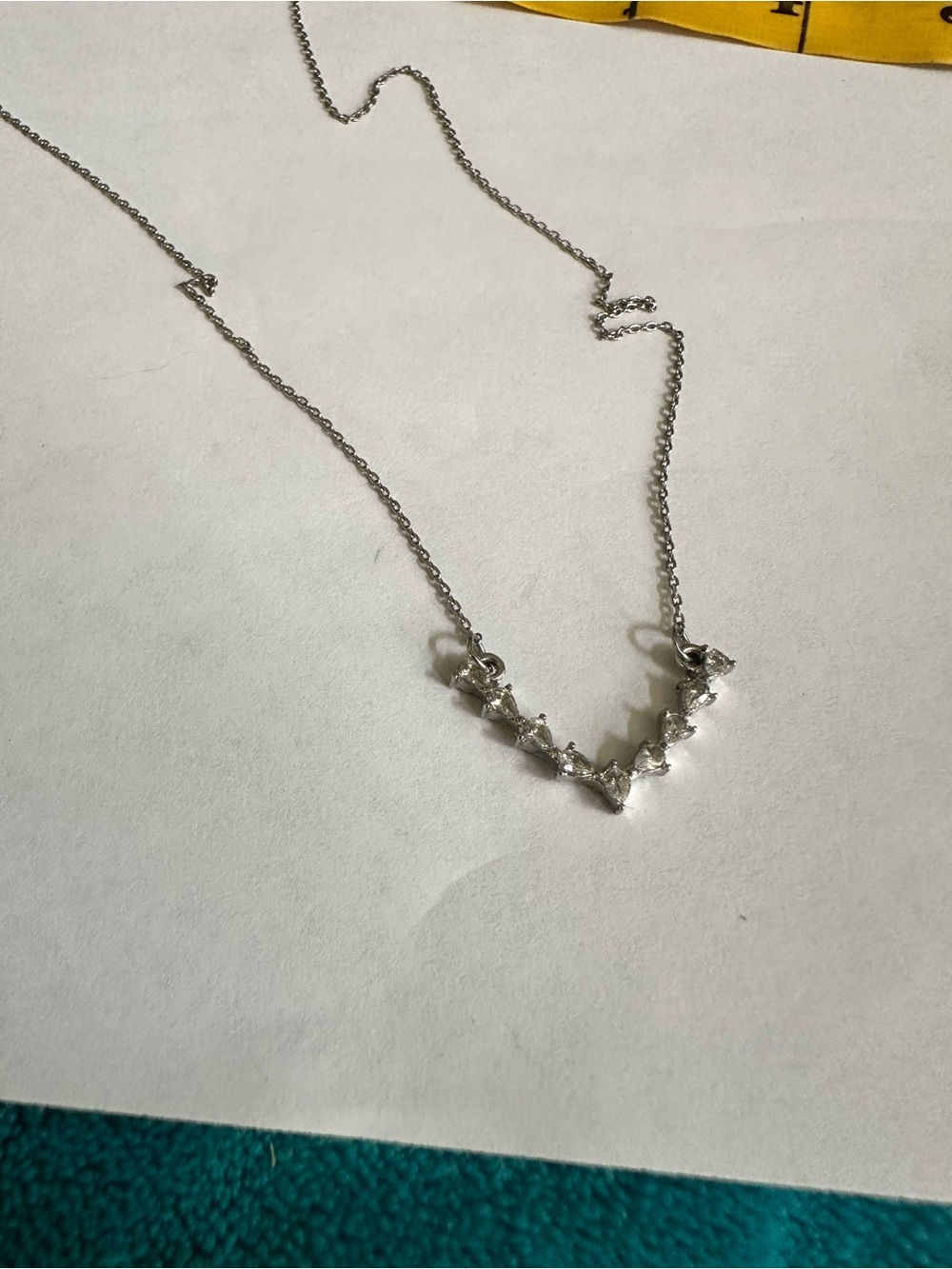 Silver Crystal V-Point Necklace - Women Jewelry